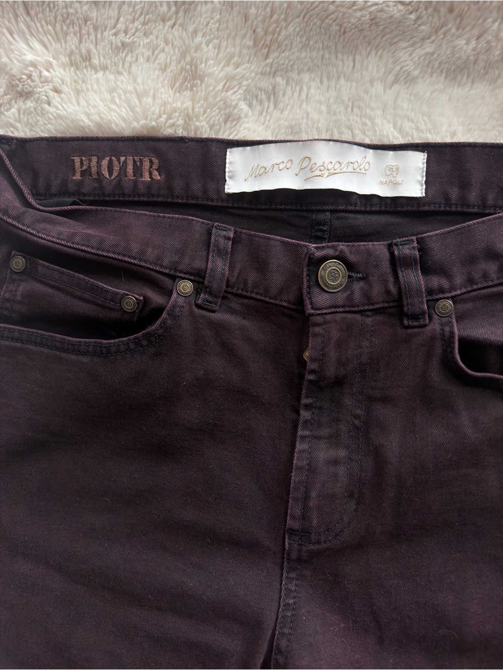 Marco Pescarolo Slim Men’s Jeans in Dark Burgundy